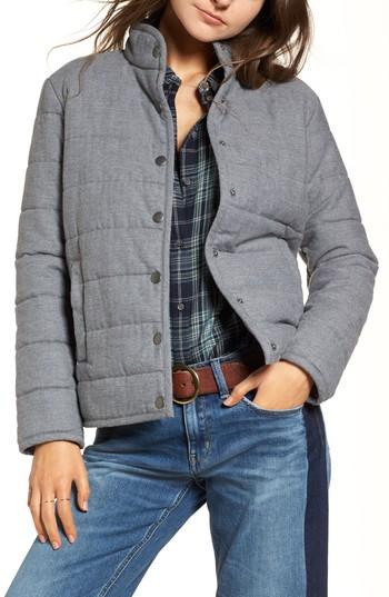 Women's Treasure & Bond Flannel Puffer Jacket, Size - Grey