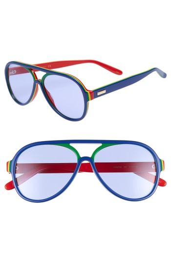 Men's Gucci 57mm Aviator Sunglasses - Blue
