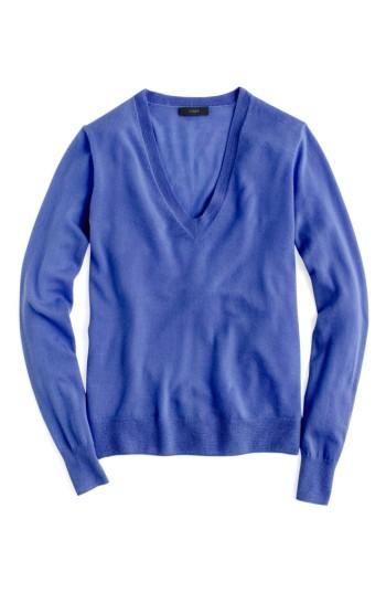Women's J.crew V-neck Italian Featherweight Cashmere Sweater, Size - Blue