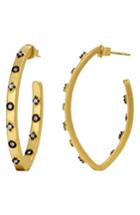 Women's Freida Rothman Signature Pointed Oval Hoop Earrings