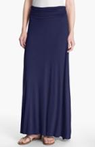 Women's Bobeau Ruched Waist Side Slit Maxi Skirt - Blue