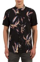 Men's Volcom Motel Floral Print Shirt, Size - Black