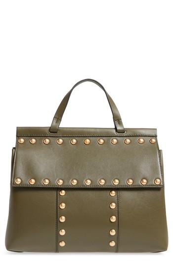 Tory Burch Block-t Studded Leather Top Handle Satchel -