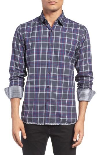 Men's Stone Rose Double Face Plaid Sport Shirt (s) - Grey