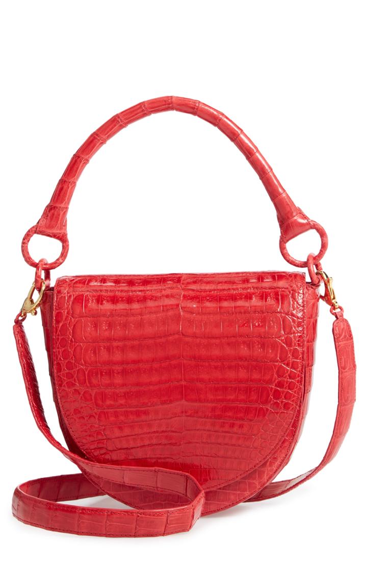 Nancy Gonzalez Small Teddy Crocodile Leather Crossbody Bag - Red