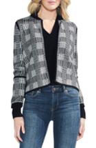 Women's Vince Camuto Plaid Jacquard Sweater Jacket, Size - Black