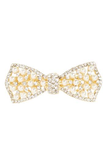 Cara Imitation Pearl & Crystal Barrette, Size - Metallic