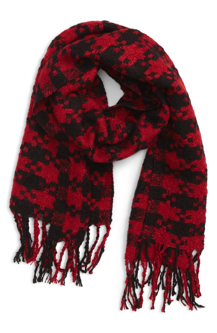 Women's Emanuel Geraldo Large Houndstooth Scarf, Size - Black