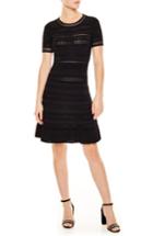 Women's Sandro Knit Eyelet Fit & Flare Dress - Black