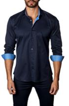 Men's Jared Lang Trim Fit Dot Jacquard Sport Shirt - Blue