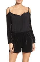 Women's Fraiche By J Cold Shoulder Romper - Black