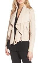 Women's Trouve Convertible Drape Leather Jacket, Size - Beige