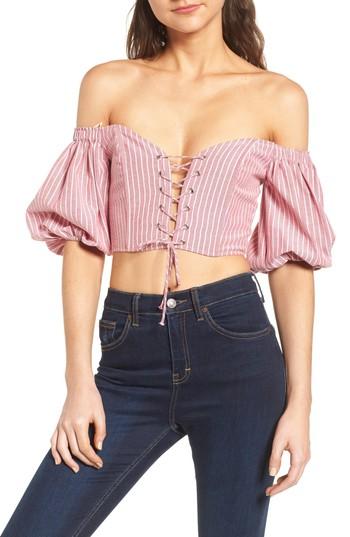Women's Wayf Frankie Corset Detail Crop Top - Red