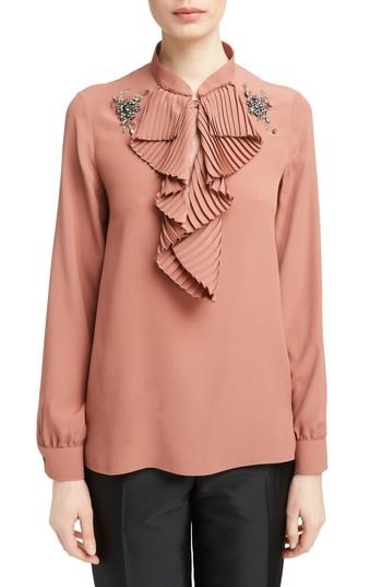 Women's N?21 Beaded Applique Blouse Us / 44 It - Coral