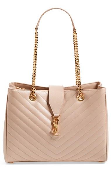 Saint Laurent 'monogram' Grained Leather Shopper -