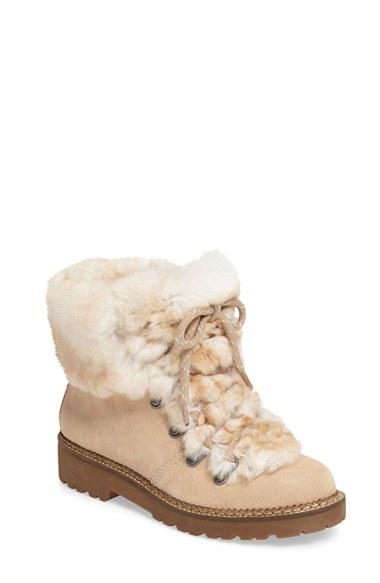 Women's Arturo Chiang 'philippa' Genuine Rabbit Fur Hiking Boot M - Brown