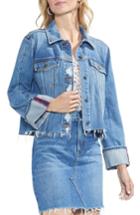 Women's Vince Camuto Fray Hem Denim Jacket, Size - Blue