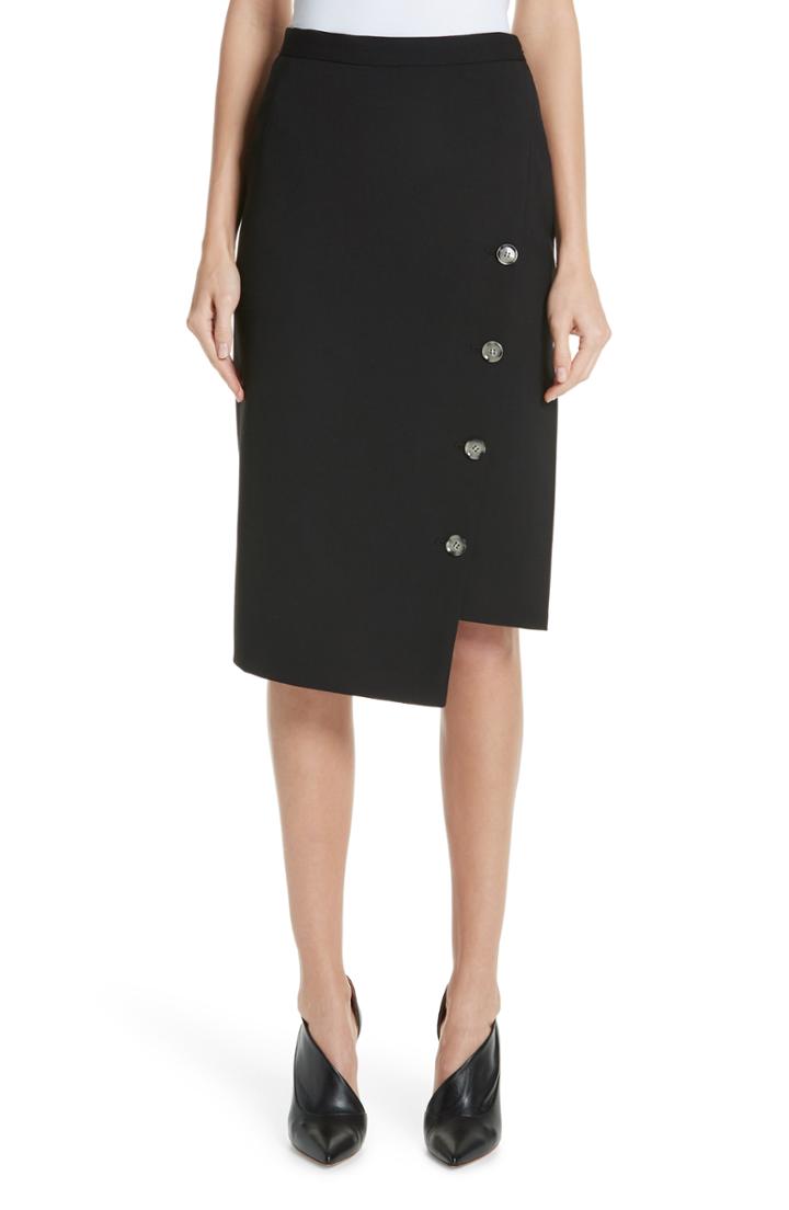 Women's Altuzarra Button Detail Slit Stretch Wool Pencil Skirt Us / 36 Fr - Black