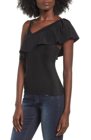 Women's Leith Asymmetrical Ruffle Tank - Black
