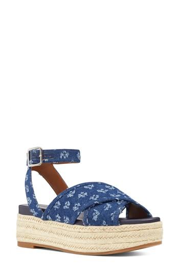 Women's Nine West Showrunner Cross Strap Platform Sandal .5 M - Blue
