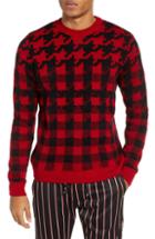 Men's Topman Houndstooth Sweater - Red
