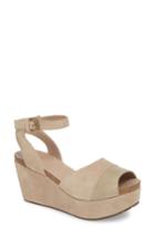 Women's Chocolate Blu Welby Ankle Strap Wedge Sandal M - Beige