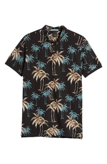 Men's Scotch & Soda Palm Print Polo, Size - Black