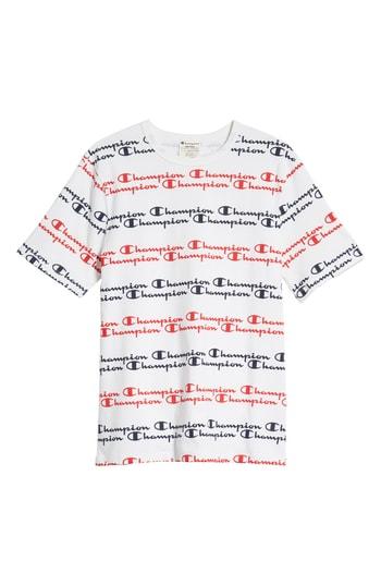 Men's Champion Script Stripe Print T-shirt - White