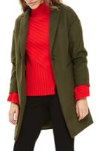 Women's Topshop Millie Relaxed Fit Coat Us (fits Like 0) - Green