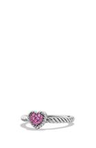 Women's David Yurman 'chatelaine' Heart Ring With Pink Sapphire