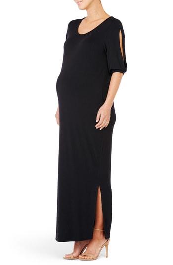 Women's Ingrid & Isabel Split Sleeve Knit Maternity Maxi Dress - Black