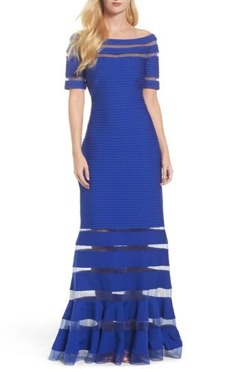Women's Tadashi Shoji Pintuck Jersey Off The Shoulder Gown
