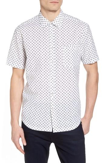 Men's Good Man Brand Trim Fit Print Sport Shirt - White
