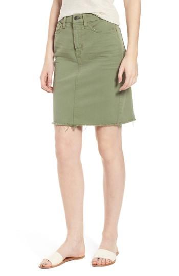 Women's Jen7 Frayed Hem Denim Pencil Skirt - Green