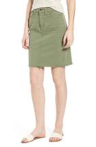 Women's Jen7 Frayed Hem Denim Pencil Skirt - Green
