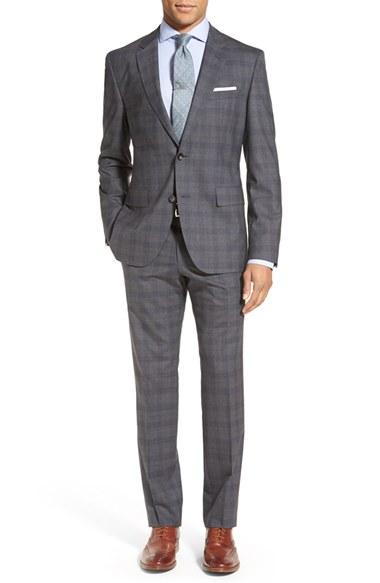 Men's Boss Johnstons/lenon Trim Fit Plaid Wool Suit