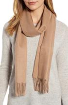 Women's Nordstrom Solid Woven Cashmere Scarf, Size - Brown