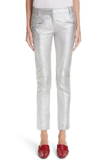 Women's Sies Marjan Moto Panel Metallic Leather Pants - Metallic