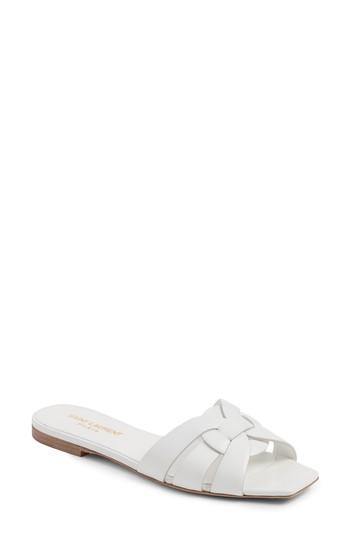 Women's Saint Laurent Tribute Slide Sandal .5us / 37.5eu - White