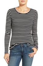 Petite Women's Caslon Long Sleeve Scoop Neck Cotton Tee P - Black