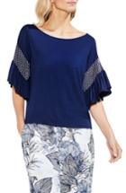 Women's Vince Camuto Smocked Ruffle Sleeve Top, Size - Blue