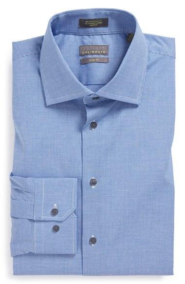 Men's Calibrate Trim Fit Non-iron Check Dress Shirt