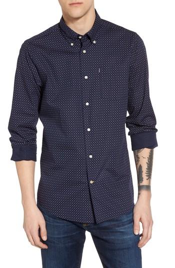 Men's Barbour Cullen Trim Fit Print Sport Shirt - Blue