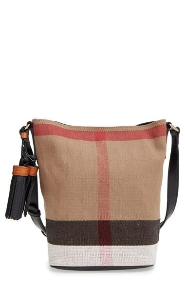 Burberry 'mini Susanna' Canvas Check Bucket Bag -