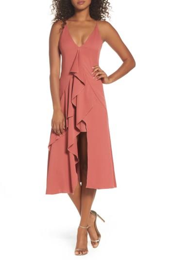 Women's C/meo Collective Gossamer Asymmetrical Ruffle Slipdress - Orange