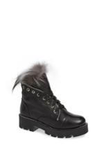 Women's Sheridan Mia Thor Genuine Fox Fur Trim Bootie Eu - Black