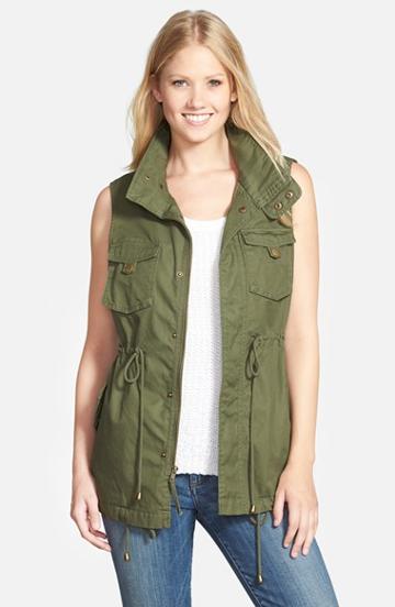 Women's Pleione Cotton Twill Military Vest - Green