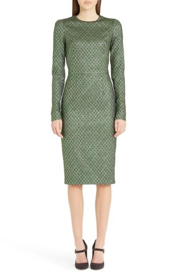 Women's Dolce & Gabbana Lame Jacquard Sheath Dress Us / 42 It - Green