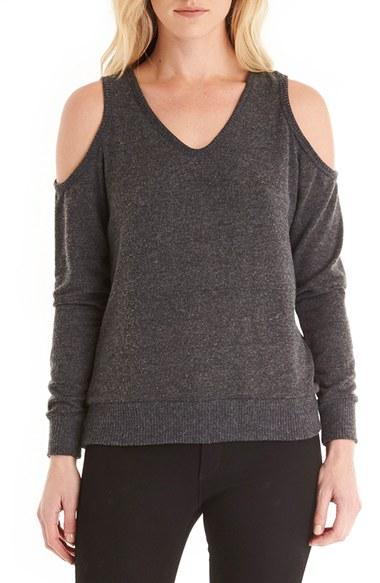 Women's Michael Stars Cold Shoulder Sweatshirt - Black