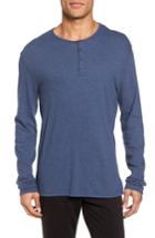 Men's Vince Raw Edge Long Sleeve Henley T-shirt, Size - Blue